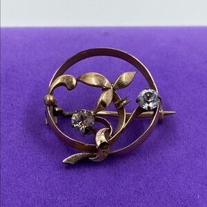 💛 Antique Gold Filled Crystal Brooch